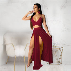 Dernières meilleures ventes de robes slip découpées pour filles élégantes robe longue fendue à col en V grande taille pour femmes - Product Image 1