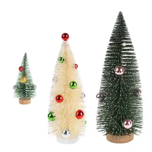 Plastic Wooden Mixed Color Bottle Brush Party Home Decors Artificial Mini Christmas Trees for Xmas Christmas 4 Color 1000 PCS