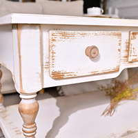 Table basse extensible en bois massif de style européen moderne INNOVA Home, couleur blanche, tiroirs, montage facile