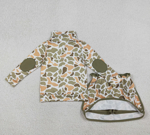 เด็กผู้หญิงวัยเตาะแตะ GLD1545 สีเขียว สีส้ม ลายพราง เสื้อสวมหัวมีซิป กระโปรง กางเกงขาสั้น ชุดเสื้อผ้าเด็กผู้หญิง - Product Image 6