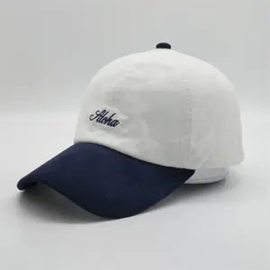 Fabrik Preis Individuelles Logo Zwei Ton Unstrukturierten 6 Panel Cord Hut Stickerei Dad Baseball Hut Caps