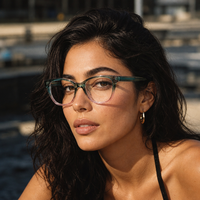 Lunettes de vue anti-lumière bleue œil de chat pour adultes avec verres en acrylique, monture optique en acétate Tr90 et branches en métal
