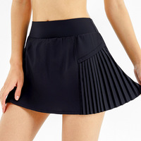 Legging rok tenis berlipit pinggang tinggi khusus wanita dengan saku samping
