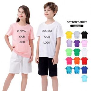 Unisex 100% Cotton Kids T-Shirts Comfortable Healthy for Summer with Custom Logo Casual Short Sleeve Round Neck for Boys Girls - Product Image 5
