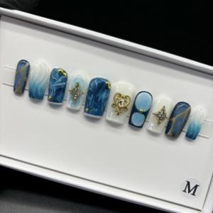 <span class=keywords><strong>Uñas</strong></span> Postizas 3D con Diseños Mixtos, <span class=keywords><strong>Uñas</strong></span> Acrílicas de Lujo con Brillantina y Diamantes de Imitación, Reutilizables, Cobertura Completa, con Pegamento, 10 Piezas, para Mujeres, Uso Diario, Fiestas, Bodas - Product Image 2