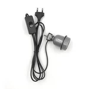 Wire plug international standard 0.75mm 303 switch EU round plug E27 Waterproof high temperature resistant ceramic lamp holder