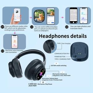 <span class=keywords><strong>Headset</strong></span> AI X1 Pro Smart ANC dengan Layar Terjemahan AI, Baterai 30 Jam, Tahan Air IP65, Berbahan Logam dan Kulit, Model Over-Ear untuk Olahraga - Product Image 6