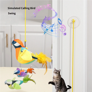 Peluş Karikatür Kuş Simülasyonu Ses Geçirmez Isırmaya Dayanıklı Kedi Oyuncağı Kendi Kendine Eğlence Sıkıntı Giderici Çırtıraklayan Kuş Asılı - Product Image 3