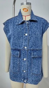 Gilet <span class=keywords><strong>en</strong></span> <span class=keywords><strong>jean</strong></span> ample <span class=keywords><strong>sans</strong></span> manches pour femmes et filles, <span class=keywords><strong>veste</strong></span> décontractée à boutons et revers avec poches, mode estivale - Product Image 6