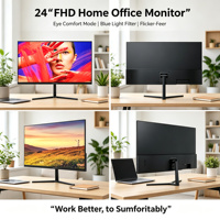 Moniteur d'entreprise LCD 23,8 pouces Full HD 1080P 75Hz avec rétroéclairage LED, compatible VGA et VESA, certifié Energy Star pour PC de bureau et télétravail