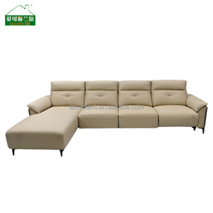 Ensemble Chesterfield en cuir véritable de type L, tissu italien, tissu adapté aux bébés, matériau confortable pour hôtel, salon - Product Image 3