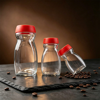 Pot à café plat de forme industrielle avec couvercle en plastique 200ml 400ml, récipients de stockage en verre 800ml 900ml pour grains de café