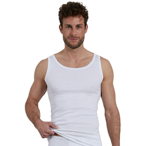 Wholesale 100% Cotton <b>Men's</b> Gymwear <b>Singlet</b> Plus Size Knitted Tank Top Breathable Sports Vest Solid Workout Fitness Training <b>Men</b> - Product Image 1