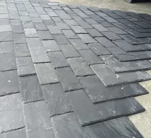 Black stone slate roof tile