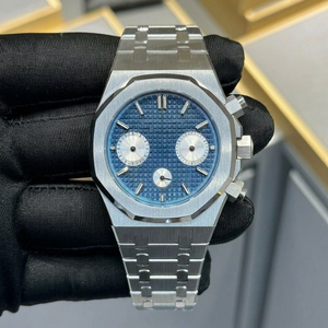 Men's Stainless Steel Polygon <b>Chronograph</b> Watch 41mm Blue Dial Mechanical Auto ETA Sapphire Crystal Luxury Fashion Folding Clasp - Product Image 1