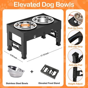 Pet malzemeleri 2 paslanmaz çelik köpek köpek maması kaseleri ile yükseltilmiş yemek kasesi yükseklik ayarlanabilir köpek çanak kase - Product Image 3