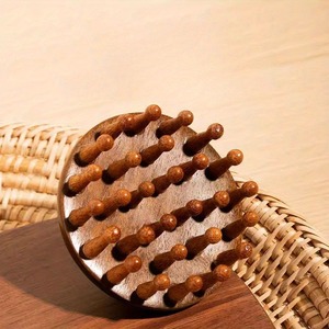 Cepillo de madera para masaje del cuero cabelludo, peine de dientes anchos con punta redonda, herramienta para el cuero cabelludo, cepillo para cabello húmedo y seco - Product Image 5