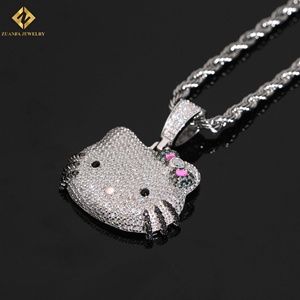 Colgante de Moissanita con Diseño de Gato Personalizado, Chapado en Oro de 18K, Amuleto de Dibujos Animados, Certificado GRA, Joyería Temática Adorable, Regalo - Product Image 2