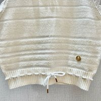 Top sin mangas de punto con encaje y cuello redondo para mujer, chaleco de punto con encaje y cintura con cordón minimalista de color liso
