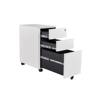 Pedestal de almacenamiento de archivador de Gabinete Móvil de acero y metal de 3 cajones con 5 ruedas y cerradura - Product Image 4
