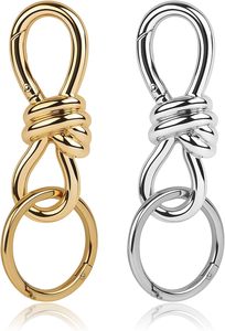 Twist Knot Clasp Bag Charm Keychain D Ring Keychain Heavy Duty Spring <b>Snap</b> <b>Hook</b> Fashion Accessory For Purse Backpack - Product Image 1