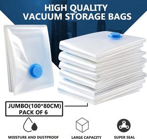 <strong>Extra</strong> <strong>Large</strong> 6 Pack Eco-Friendly Compression Vacuum <strong>Storage</strong> <strong>Bags</strong> 100 X 80cm Double Zip Seal Reusable Dustproof Multifunction - Product Image 6