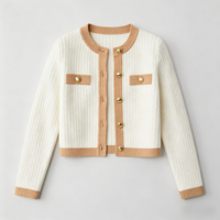 Cardigan Personnalisé en Gros pour Femme – Décontracté, Boutonnage Simple, Texturé, Vintage, Élégant, Tricoté, Court