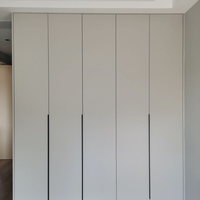 Armoire en MDF avec poignées, moderne, blanche, pour appartement, en bois d'ingénierie brun teck, minimaliste