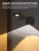 Nouvelle Lampe Murale Intérieure Sans Fil à LED Rechargeable avec Détection Intelligente du Corps Humain, Télécommande et Fonction Lampe de Vitrine
