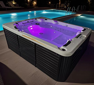 Jacuzzi Acrílico Negro Aristech para 5 Personas, Jacuzzi Familiar <span class=keywords><strong>de</strong></span> Ensueño con Luces LED <span class=keywords><strong>de</strong></span> Lujo y Lámpara <span class=keywords><strong>de</strong></span> Esquina - Product Image 6