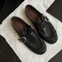 Mocassins pour femmes en cuir de vache souple, style classique 2026, avec boucle, style coréen, chaussures d'école, en stock