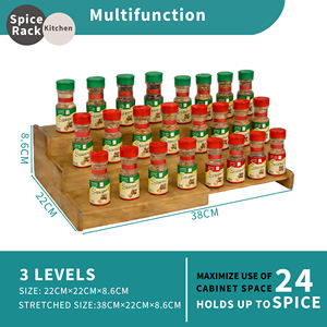 ชั้นวางเครื่องเทศไม้ไผ่แบบขยายได้ 3 ชั้น สำหรับตู้ครัว ตู้เก็บของ ตู้กับข้าว - Product Image 6