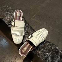Mocassini da Donna in Stile Francese Vintage con Cinturino a Nappine e Fibbia, Scarpe Piatte in Microfibra Stile Britannico