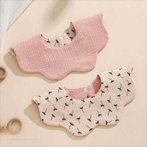 Organic Cotton Absorbent Muslin Bib for <b>Baby</b> Adjustable <b>Button</b> Reversible Design for Both Girl Boy Washable <b>Baby</b> - Product Image 2