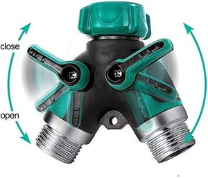 金属易握水龙头水龙头适配器双向y型花园水管连接器分路器，带截止阀 - Product Image 2