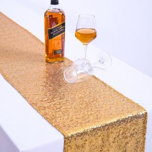 Rose <span class=keywords><strong>Gold</strong></span> Sequin <span class=keywords><strong>Table</strong></span> <span class=keywords><strong>Runner</strong></span> 2019 100% โพลีเอสเตอร์ตารางการรับประทานอาหารขายส่งโรงแรมหรูที่กำหนดเอง <span class=keywords><strong>Runner</strong></span> ตารางผ้า - Product Image 4