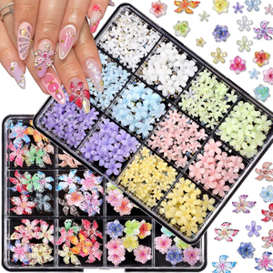 Breloques pour <span class=keywords><strong>ongles</strong></span> en résine brillante 3D stéréo en forme de fleur à cinq pétales, durables et faciles à appliquer, pour la décoration des <span class=keywords><strong>ongles</strong></span> et l'embellissement artisanal - Product Image 3