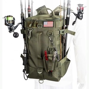 Sac à dos de pêche avec 4 plateaux, grand sac de rangement extérieur pour matériel de pêche avec housse de protection contre la pluie, échantillon gratuit - Product Image 1
