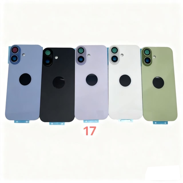 White Black Blue purple Orange Green Color Big Hole Back Glass for Iphone17 17pro 17promax