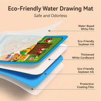 Bview Art – Lot de 4 carnets de dessin magique à l'eau, colorés, à thème dessin animé, avec stylo magique, reliure spirale et couverture en papier