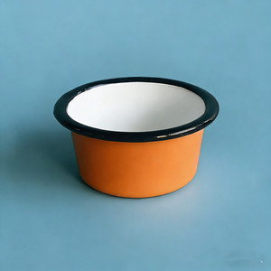 <span class=keywords><strong>Petite</strong></span> taille 9 cm, 5 oz, couleur orange, rétro, logo <span class=keywords><strong>personnalisé</strong></span>, vaisselle en émail, ramequin, assiette à dîner en émail, bol pour restaurant - Product Image 1