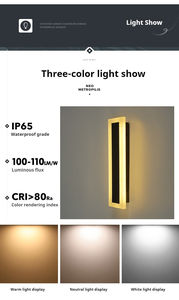 ไฟพลังงานแสงอาทิตย์72W โคมไฟ LED ติดผนังกลางแจ้งสำหรับสวนวิลล่าเปลือกอลูมิเนียม IP65 2000มม. กันน้ำแถบสี่เหลี่ยมโพลีคาร์บอเนตดิฟฟิวเซอร์ - Product Image 3