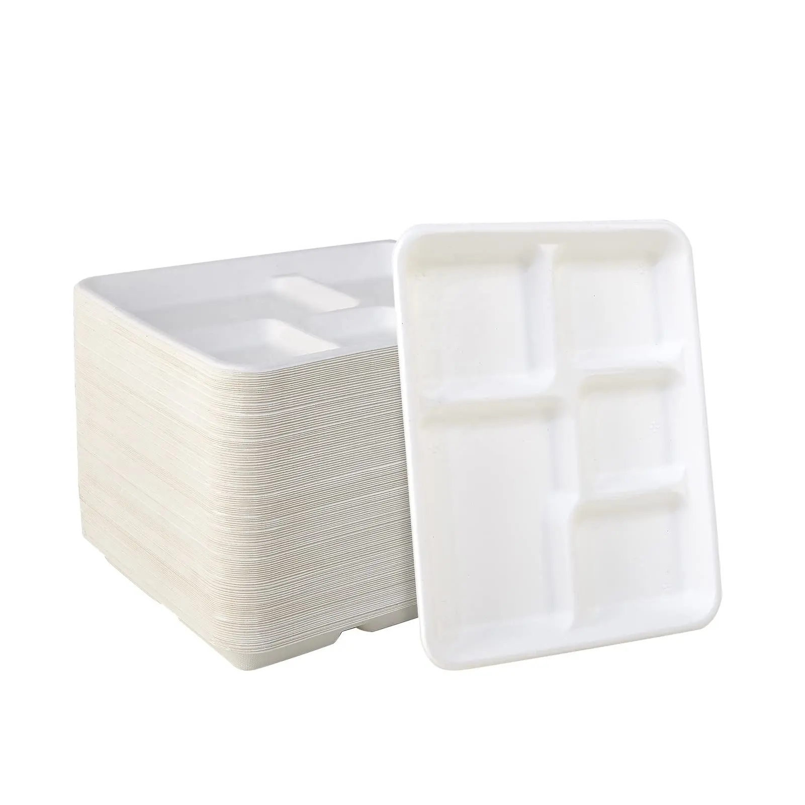 Disposable biodegradable 5 6 compartment plates Compartment paper plates school hospital lunch tray
