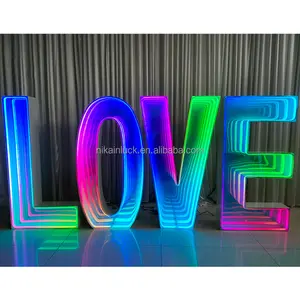 Venda quente 4ft gigante Rgb LED números iluminam letras infinitas espelho amor para decoração de casamentos e eventos