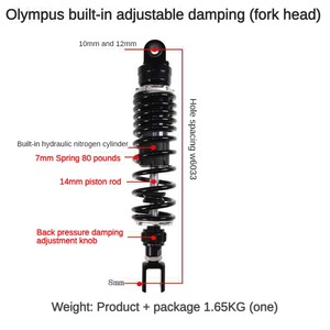 Réglage de l'amortisseur arrière 340MM 360MM prix usine adapté aux motos ou scooters électriques Suspension avec amortissement - Product Image 5