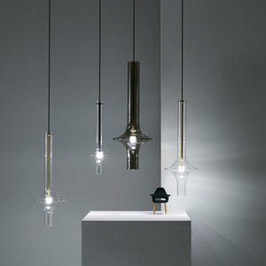 Art Creative Design Lampes d'intérieur Lampe à <span class=keywords><strong>suspension</strong></span> moderne en tube de <span class=keywords><strong>verre</strong></span> clair soufflé à la main Lampe suspendue à LED pour salle d'exposition Restaurant - Product Image 2