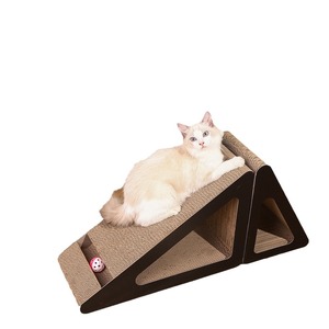 Upright triangular cat scratching <b>post</b>, cat scratching bed, cat claw board, upright triangular corrugated cardboard material, - Product Image 2