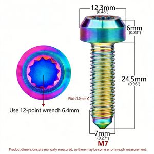 Tornillo de montaje de llanta de titanio Gr5 M7x24.5mm con cabeza de 12 puntas Ti-6Al-4V <span class=keywords><strong>para</strong></span> reparación de <span class=keywords><strong>llantas</strong></span> de varias piezas - Product Image 2