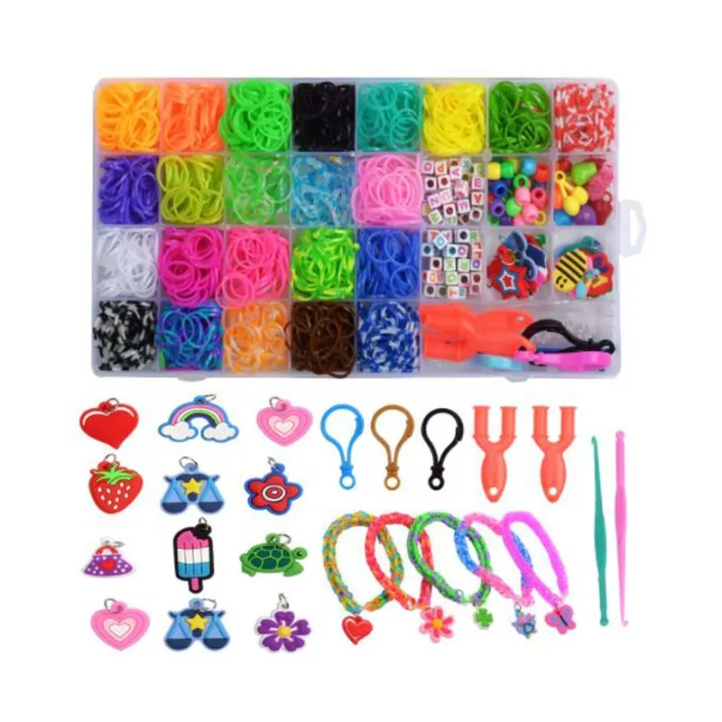 32 Grid Rainbow Hand DIY Color Rubber Band Knitted Bracelet Box Set