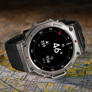 Vente en gros en plein air <span class=keywords><strong>5</strong></span> <span class=keywords><strong>ATM</strong></span> étanche 1.43 pouces AMOLED écran tactile complet BT appel DM58 Fitness Tracker GPS Sport montre intelligente - Product Image 1